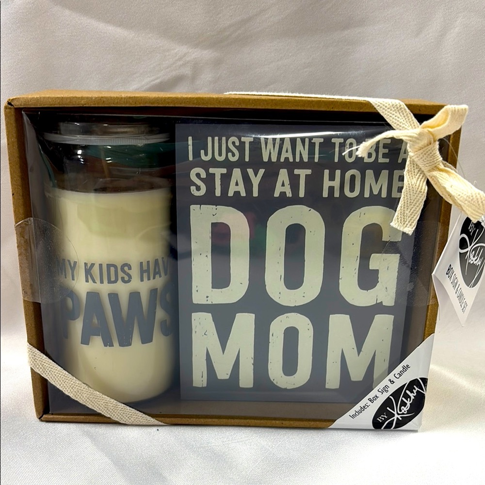 Dog Mom Gift Set with Candle and Sign